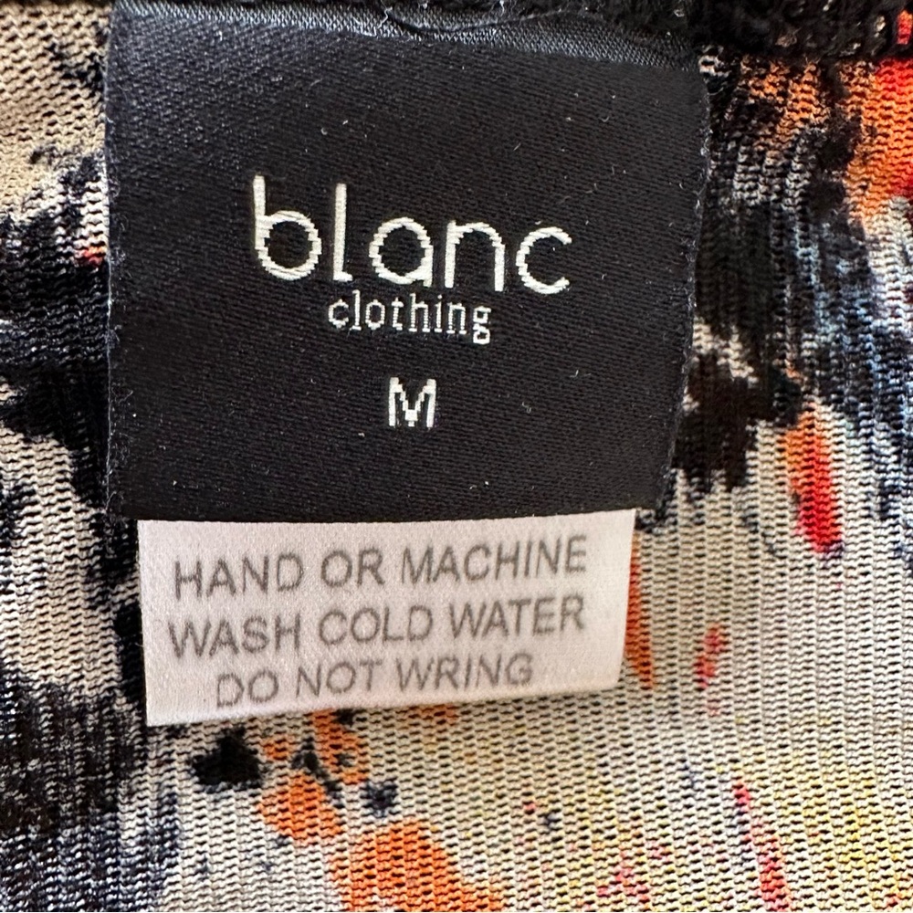 Blanc Sheer Short Sleeve Bodycon Multicolor Print Dress Size M NWOT - Picture 6 of 10
